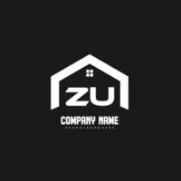 vector de diseño de logotipo de letras iniciales zu para construcción, hogar, bienes raíces, edificio, propiedad.