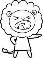 cartoon angry lion in dress vector