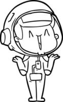 feliz caricatura astronauta encogiéndose de hombros vector