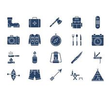 Camping and hiking icon set vector