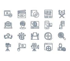 conjunto de iconos de cine y películas vector