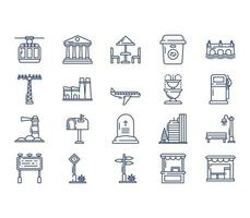 City and urban Life icon set vector