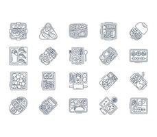 Lunchbox and container icon set vector