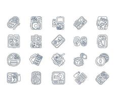 Lunchbox and container icon set vector