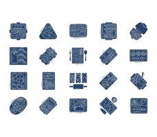 Lunchbox and container icon set vector