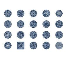 Mandala design patterns icon set vector