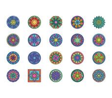 Mandala design patterns icon set vector