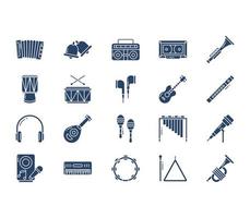 conjunto de iconos de instrumentos musicales vector