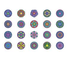 Mandala design patterns icon set vector