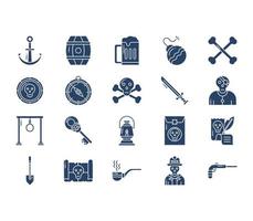 Pirates and weapons icon set vector