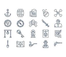 Pirates and weapons icon set vector