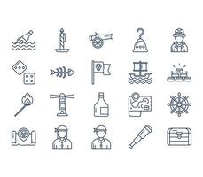 Pirates and weapons icon set vector