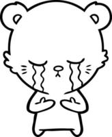 crying cartoon bear vector