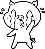 crying pig cartoon vector