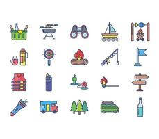 Camping and hiking icon set vector