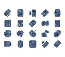 Lunchbox and container icon set vector