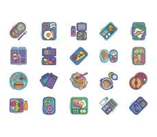 Lunchbox and container icon set vector