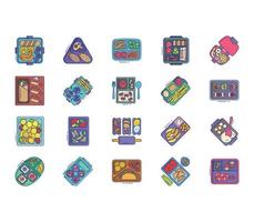 Lunchbox and container icon set vector