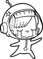 cartoon crying astronaut girl vector