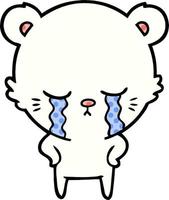 sad little polar bear cartoon vector