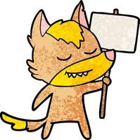 personaje de dibujos animados de fox con signo de protesta vector