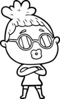 cartoon woman wearing spectacles vector