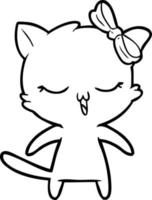 cartoon cat with bow on head vector