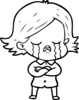 cartoon girl crying vector