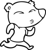 cartoon jogging bear vector