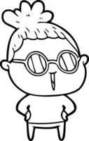 cartoon woman wearing spectacles vector