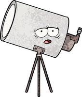 telescopio aburrido de dibujos animados con cara vector