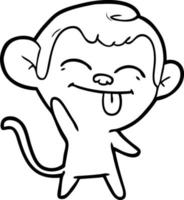 funny cartoon monkey waving vector