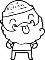 man with beard sticking out tongue vector