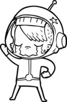 cartoon crying astronaut girl vector