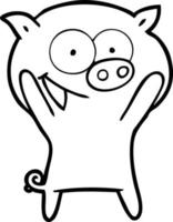 happy pig cartoon vector