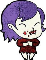 cartoon vampire girl with blood on cheek vector