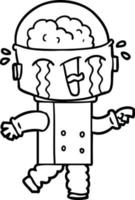 cartoon crying robot pointing vector
