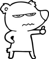 angry bear polar cartoon giving thumbs up vector
