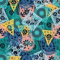 Papel Picado Perforated Paper Seamless Pattern vector