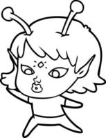 pretty cartoon alien girl vector