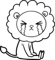 cartoon crying lion vector