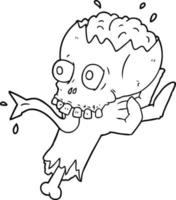 cartoon halloween skull in zombie hand vector