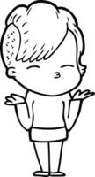 cartoon girl shrugging shoulders vector