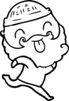 running man with beard sticking out tongue vector