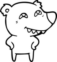 cartoon bear showing teeth vector