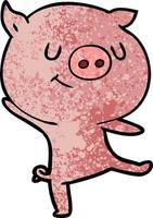 happy cartoon pig vector