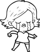 cartoon girl crying and pointing vector