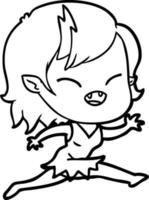 cartoon laughing vampire girl running vector