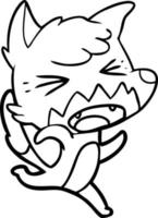 angry cartoon fox running vector