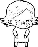 cartoon girl crying vector